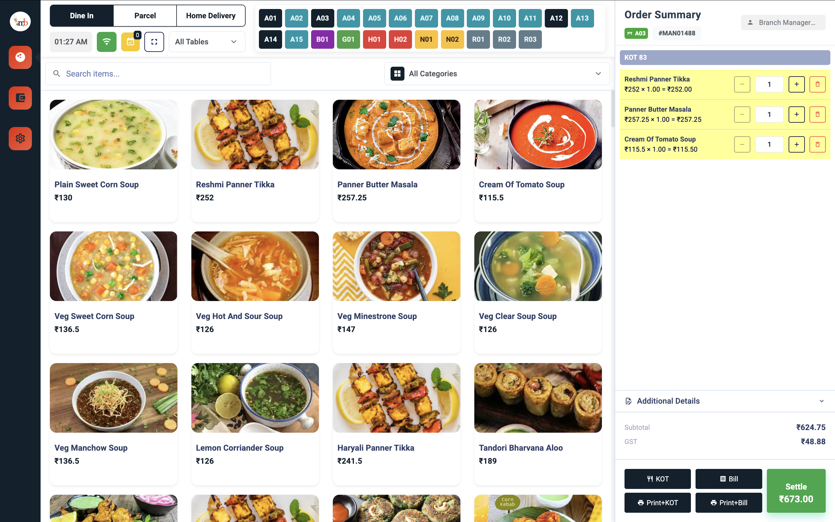 Restaurant management dashboard showing analytics and orders border border-border/30